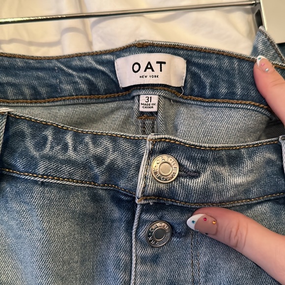 Oat New York Jeans Oat Light Wash Stretch Jean With Ripped Knees